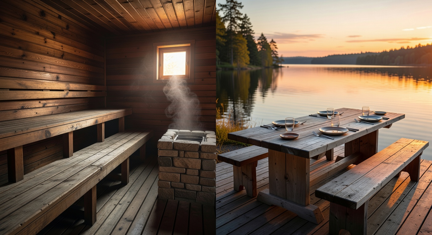 Wooden traditional Sauna interior